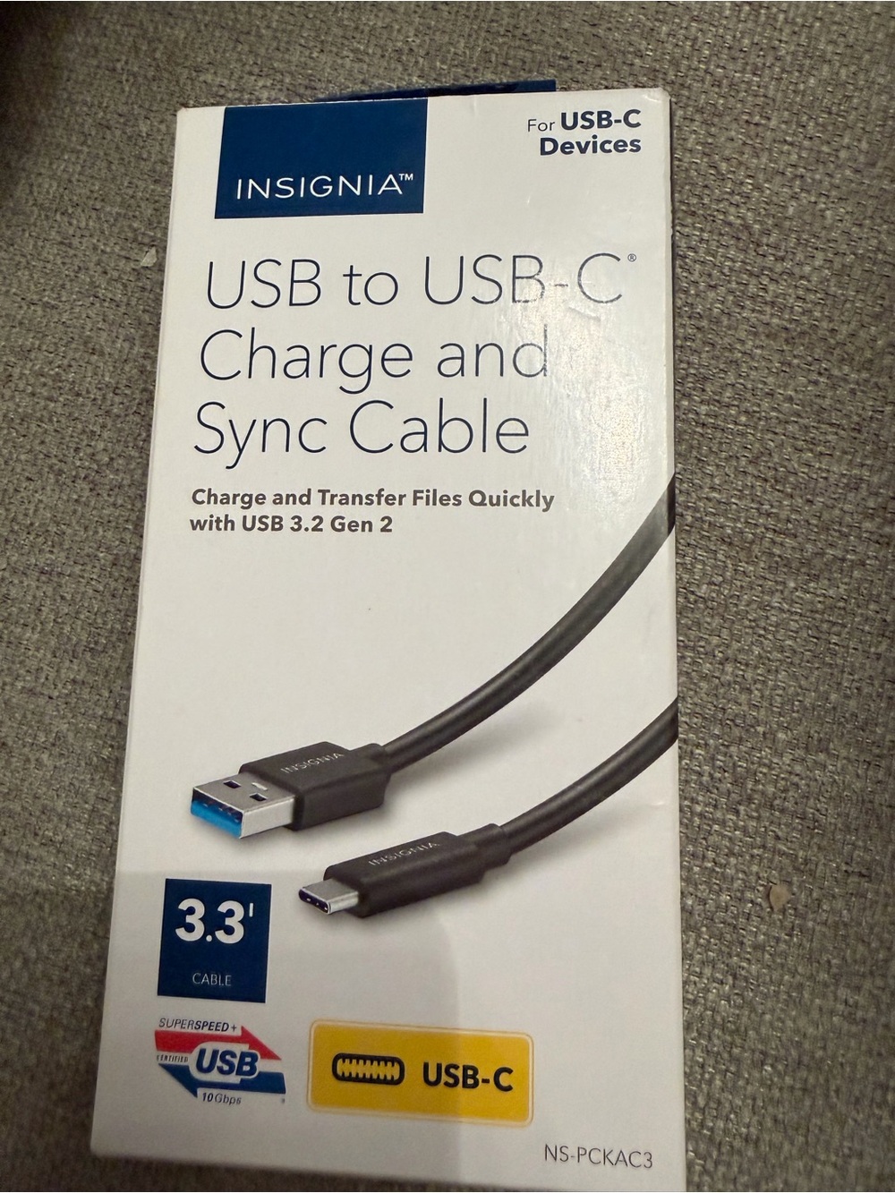 Insignia USB to USB-C Charge and Sync Cable - Black (3.3')